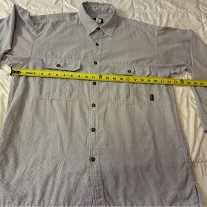 Patagonia Mens Button Down Shirt Medium Gray Blue Check Long Sleeve Vintage